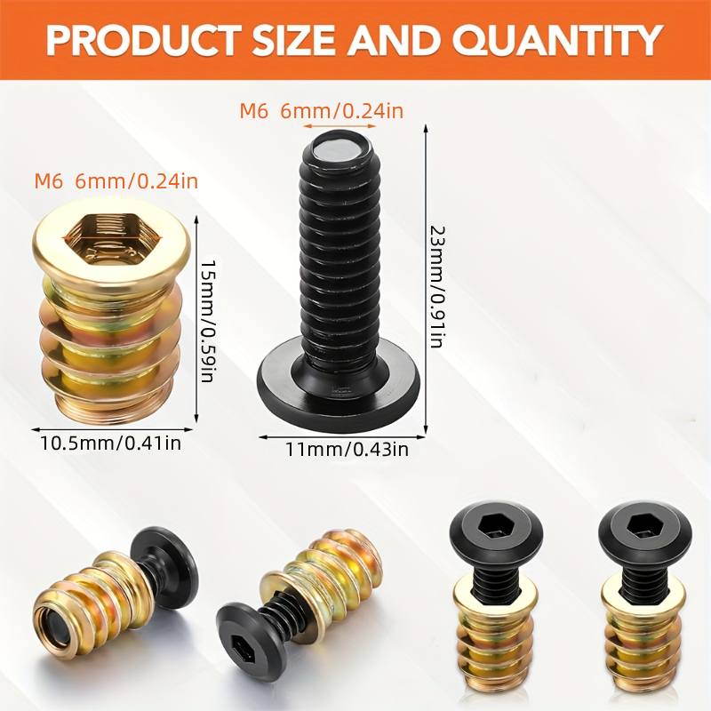 10PCS Threaded Inserts Nut Com - Furniture Hardware Screws ulasan dan harga